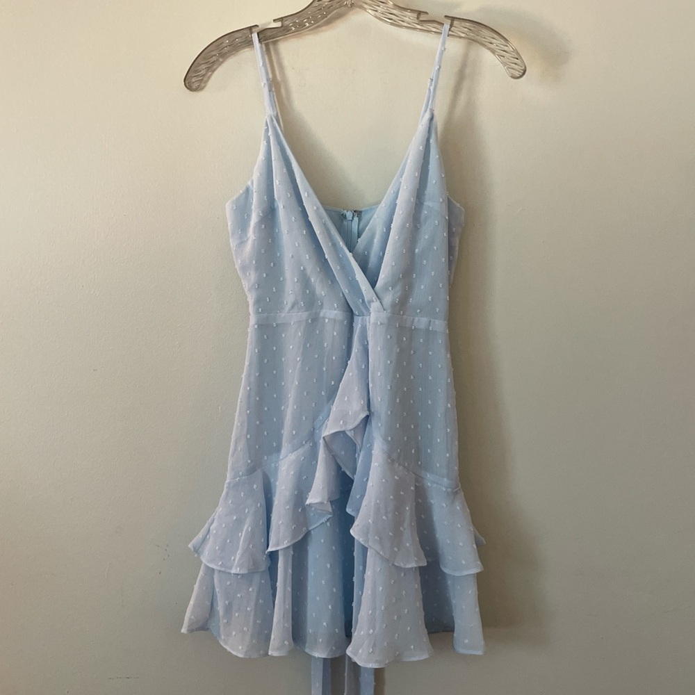 Baby Blue Polka Dot Ruffle Dress